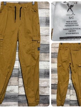 Marc Ecko Cut & Sew Cargo Joggers Men’s S Brown (Inseam 28) Drawstring